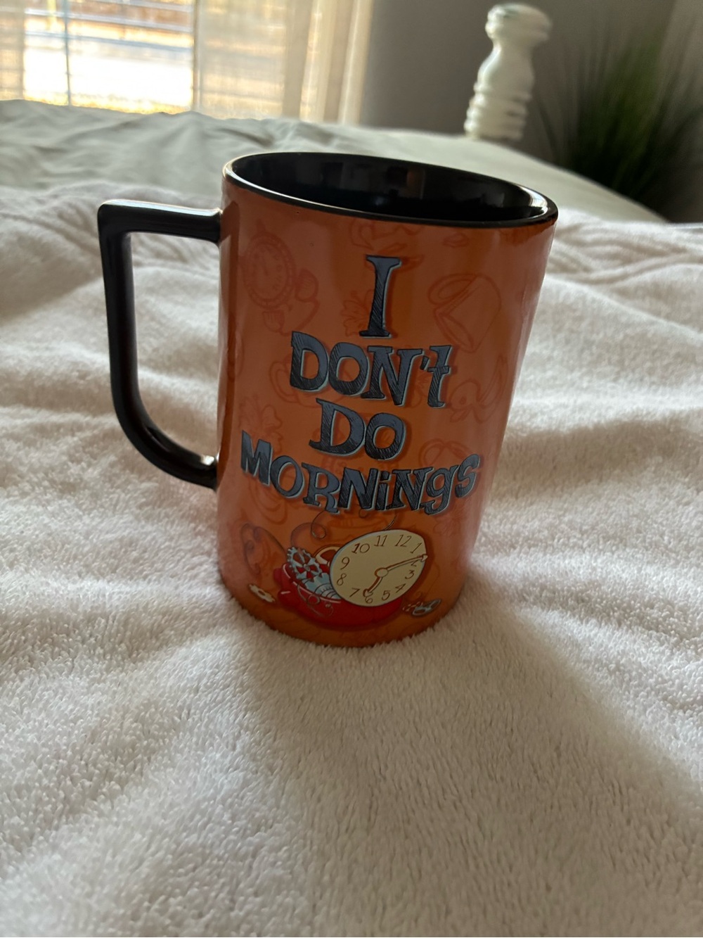 Disney Orange and Black "I Don't Do Mornings" Ceramic Mug